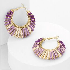 NEW Prep Obsessed Beaded Crescent Moon Hoop Earrings